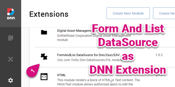 FormAndList DataSource as Standalone DNN Extension